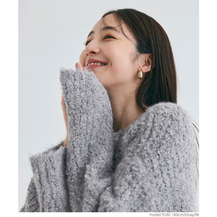 24FW【新品未使用 PICONE】カシミヤ混ピコブロック柄クルーカーデ40号 幾何柄ジャカードニットプルオーバー(ニット・セーター
