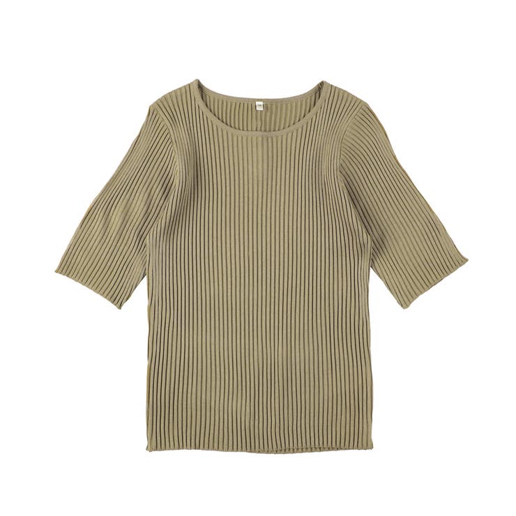 【ご予約品】 バックパール五分袖ニットトップス[品番：PA000014395]｜coca トップス