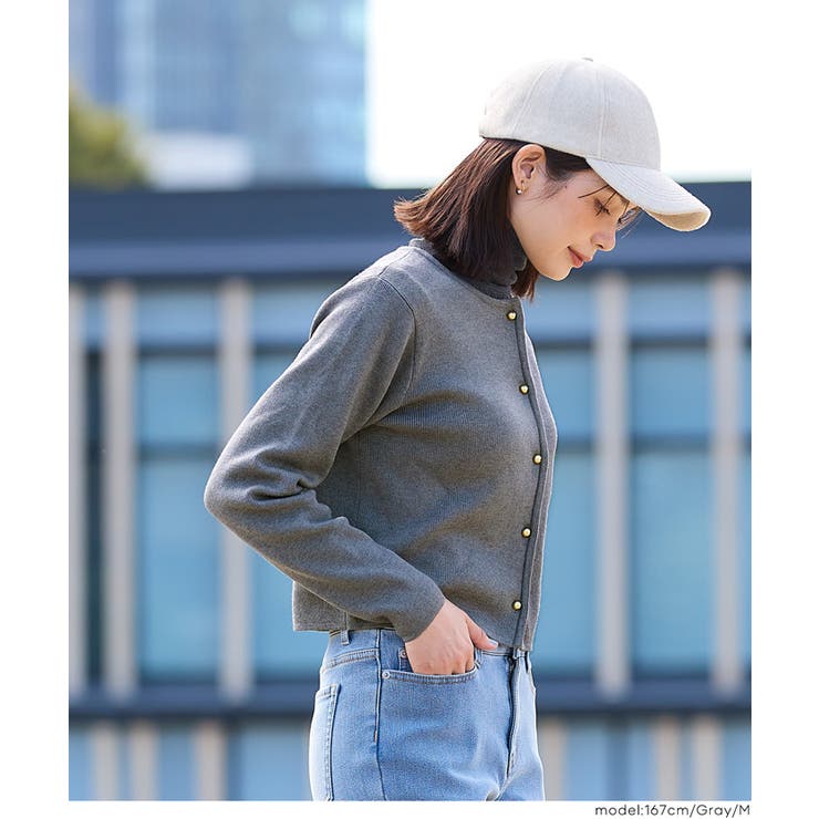 ＼25AW新色登場！／小ぶりな金ボタンがポイントの金ボタンニットカーディガン | coca | 詳細画像16 