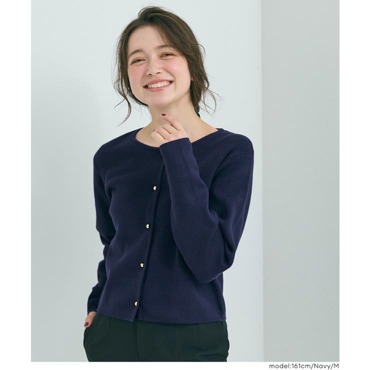 ＼25AW新色登場！／小ぶりな金ボタンがポイントの金ボタンニットカーディガン | coca | 詳細画像18 