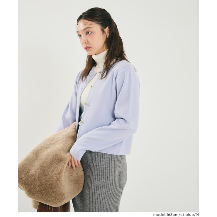 ［Lt.blue］ | ＼25AW新色登場！／小ぶりな金ボタンがポイントの金ボタンニットカーディガン | coca