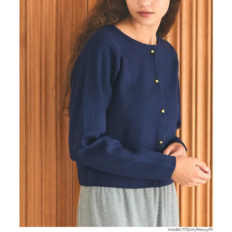 ［Navy］ | ＼25AW新色登場！／小ぶりな金ボタンがポイントの金ボタンニットカーディガン | coca