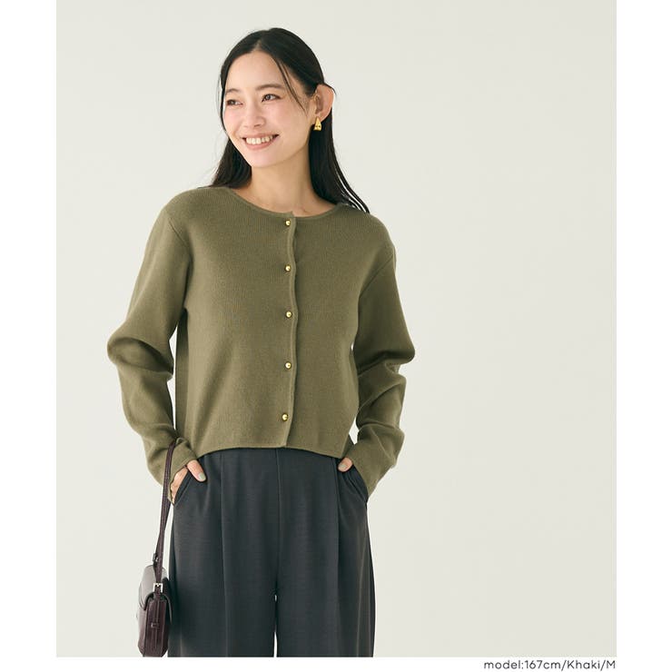 ［Khaki］ | ＼25AW新色登場！／小ぶりな金ボタンがポイントの金ボタンニットカーディガン | coca