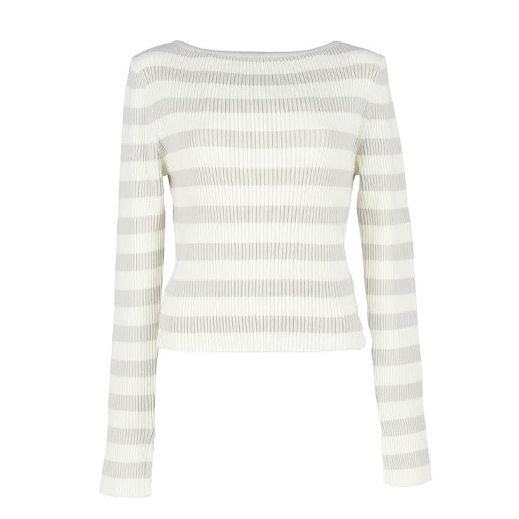 ＼再入荷／リブニットボーダー袖スリットトップス | coca | 詳細画像2 