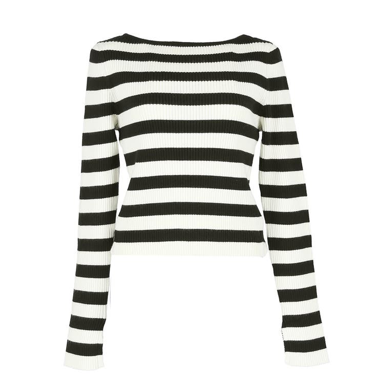 ＼再入荷／リブニットボーダー袖スリットトップス | coca | 詳細画像3 