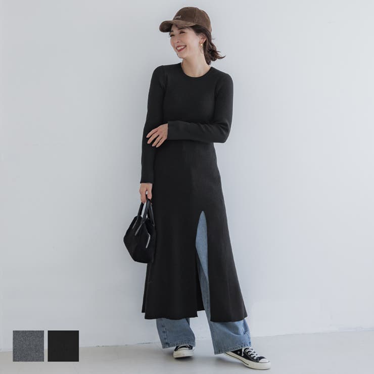 スリットニットドレス レディース | coca | 詳細画像1 