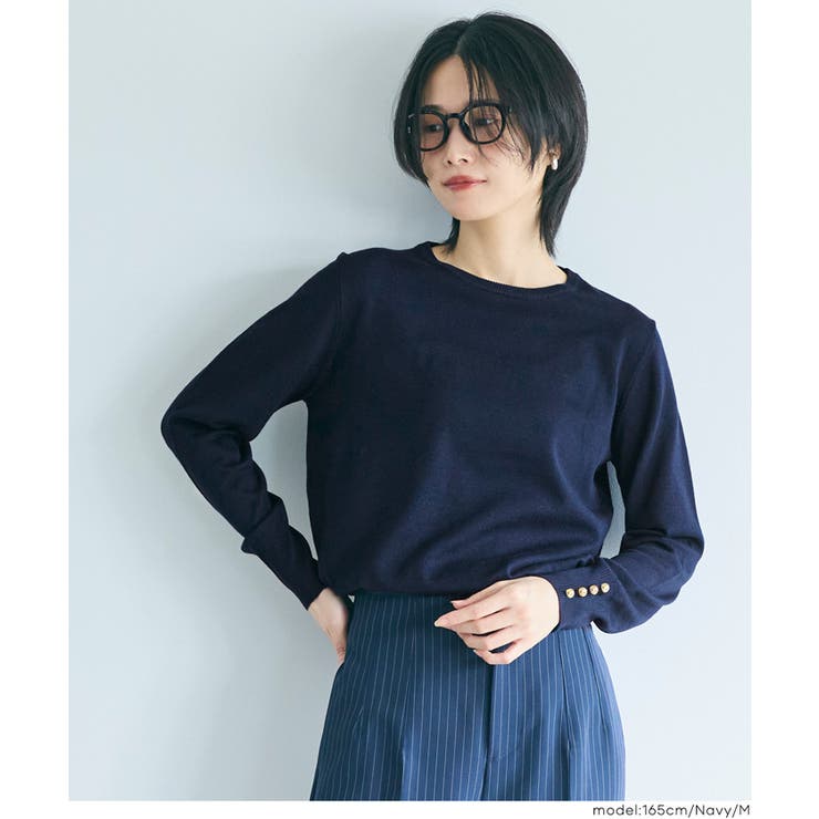 ゴールドボタンが華やぎをプラス。袖金ボタンニットトップス | coca | 詳細画像21 