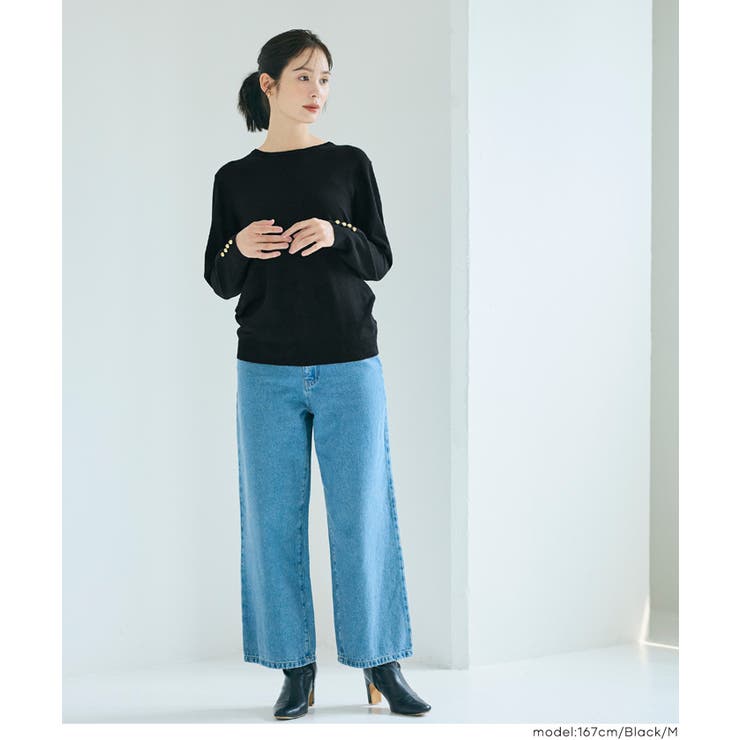 ゴールドボタンが華やぎをプラス。袖金ボタンニットトップス | coca | 詳細画像22 