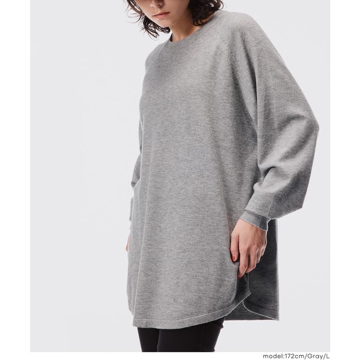 [Gray] | ラウンドヘムニットトップス レディース | coca