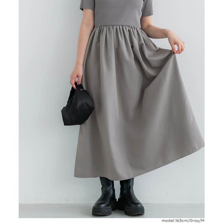 nikoniko..　eワンピ　0 小さいサイズ】ドッキングニットシルエットワンピース | HIROKO