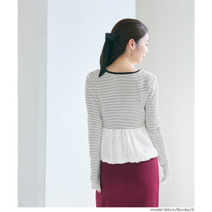 華やかさをプラスする、裾バルーンドッキングニットトップス | coca | 詳細画像12