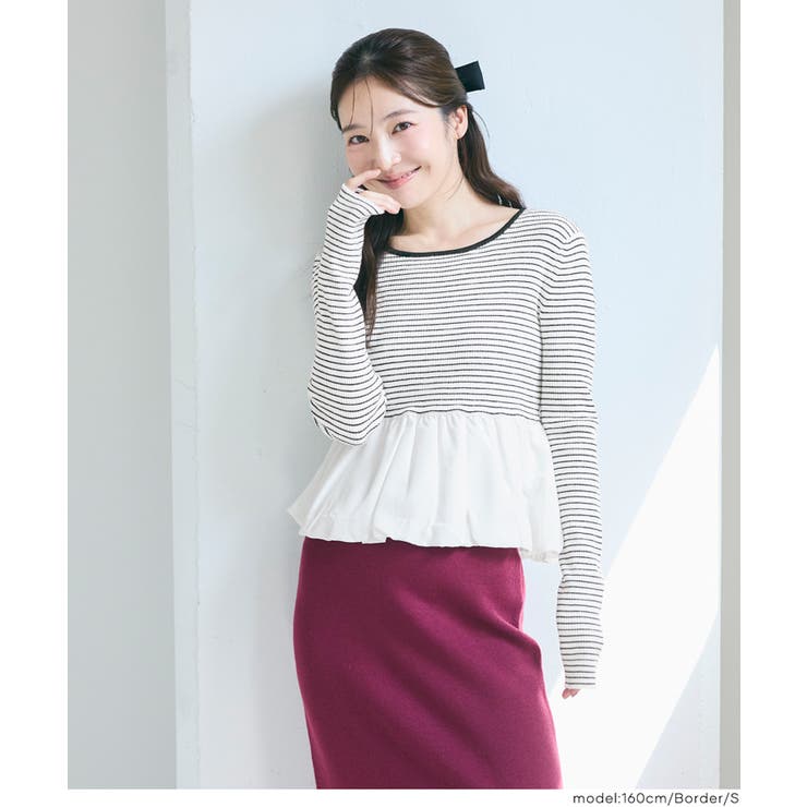 華やかさをプラスする、裾バルーンドッキングニットトップス | coca | 詳細画像14