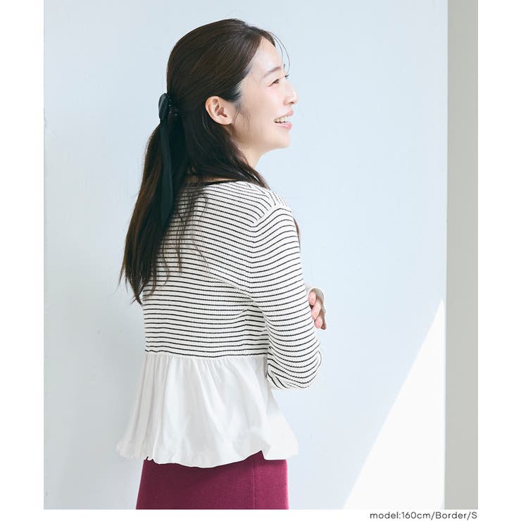 華やかさをプラスする、裾バルーンドッキングニットトップス | coca | 詳細画像15