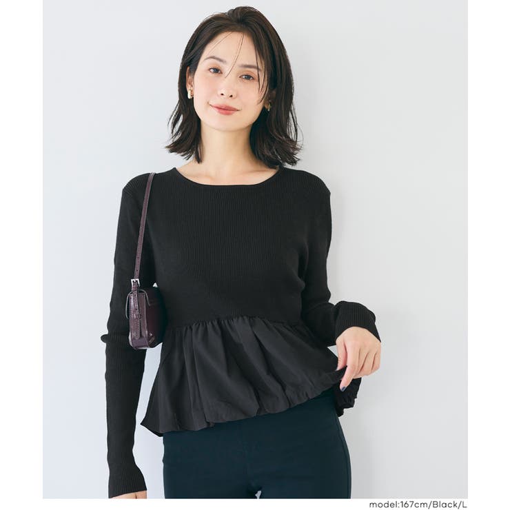 華やかさをプラスする、裾バルーンドッキングニットトップス | coca | 詳細画像5