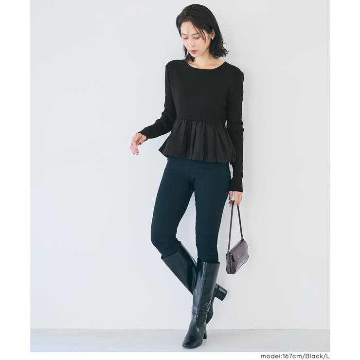 華やかさをプラスする、裾バルーンドッキングニットトップス | coca | 詳細画像6