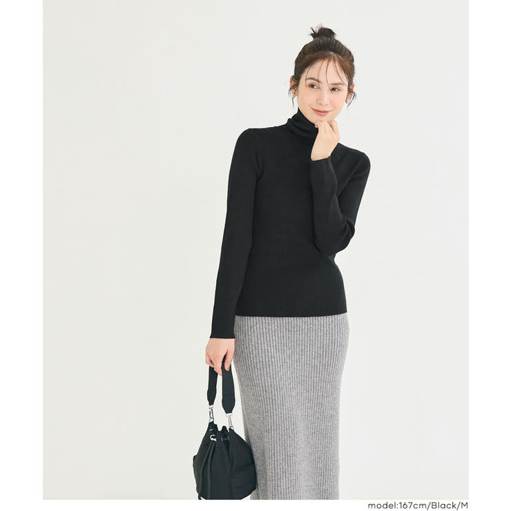 軽量ニット タートルネックラウンドヘム | coca | 詳細画像17 