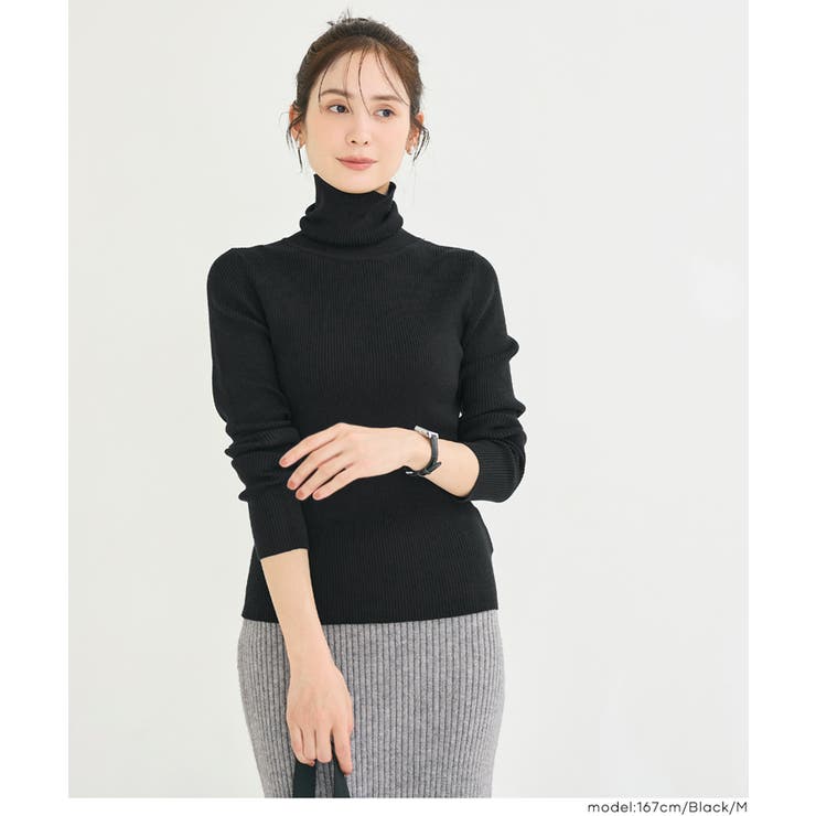 軽量ニット タートルネックラウンドヘム | coca | 詳細画像18 
