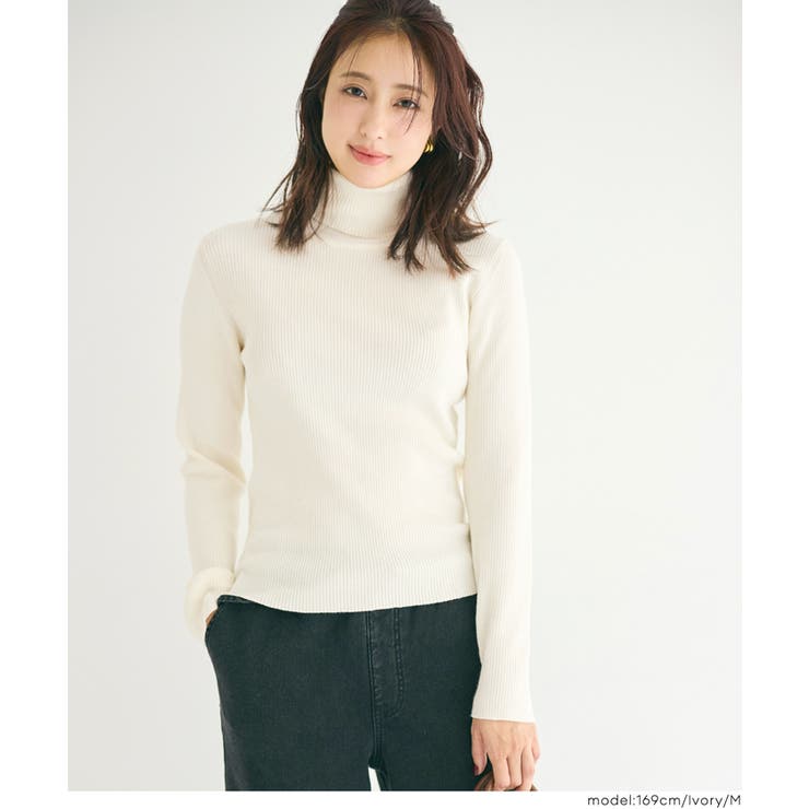 軽量ニット タートルネックラウンドヘム | coca | 詳細画像10 