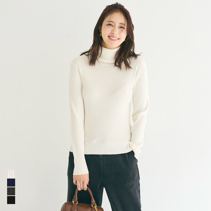 軽量ニット タートルネックラウンドヘム | coca | 詳細画像1 