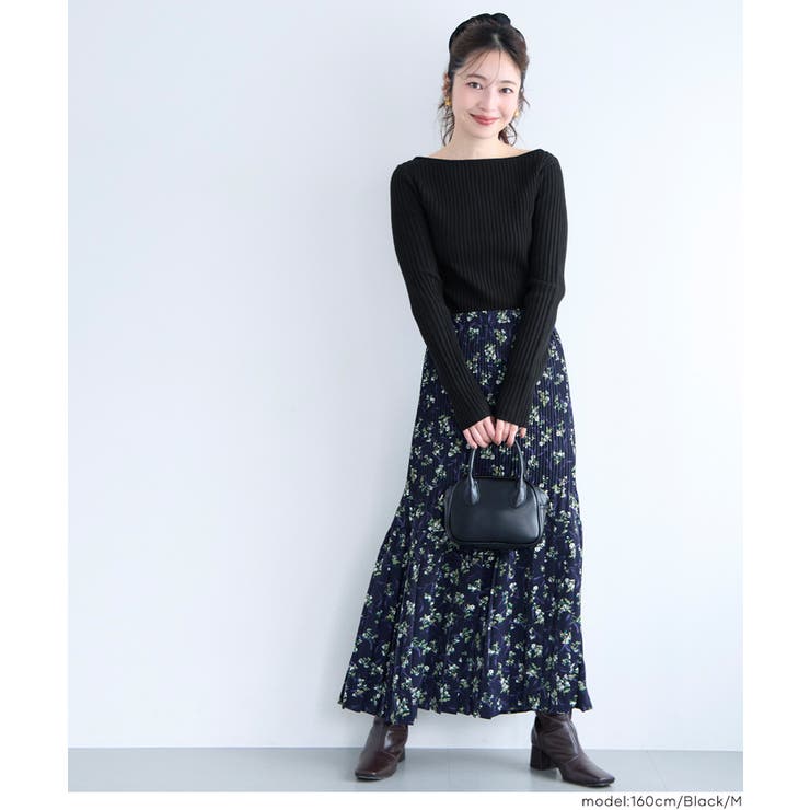 ボートネックリブニットトップス レディース | coca | 詳細画像12 