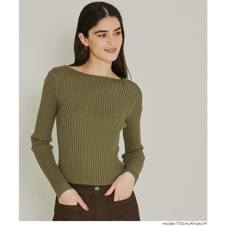 ボートネックリブニットトップス レディース | coca | 詳細画像14 