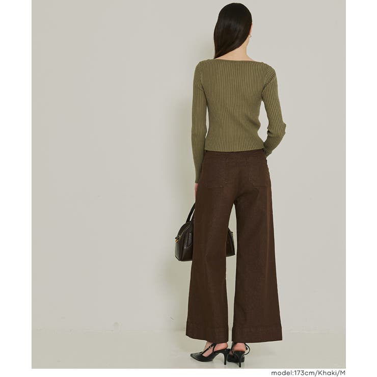 ボートネックリブニットトップス レディース | coca | 詳細画像15 