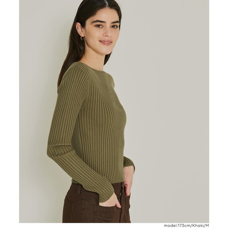 ボートネックリブニットトップス レディース | coca | 詳細画像18 