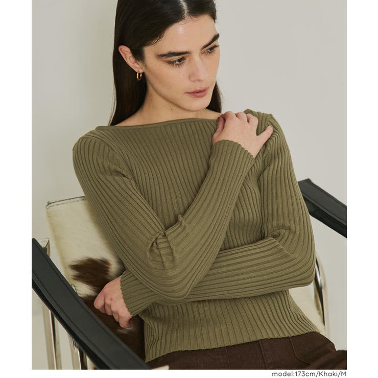 ボートネックリブニットトップス レディース | coca | 詳細画像19 