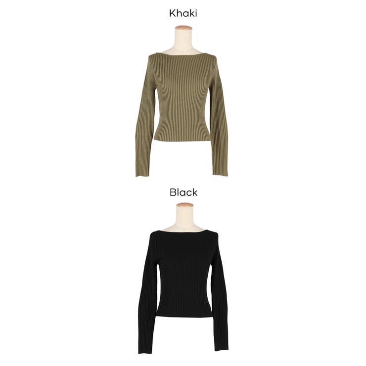 ボートネックリブニットトップス レディース | coca | 詳細画像22 