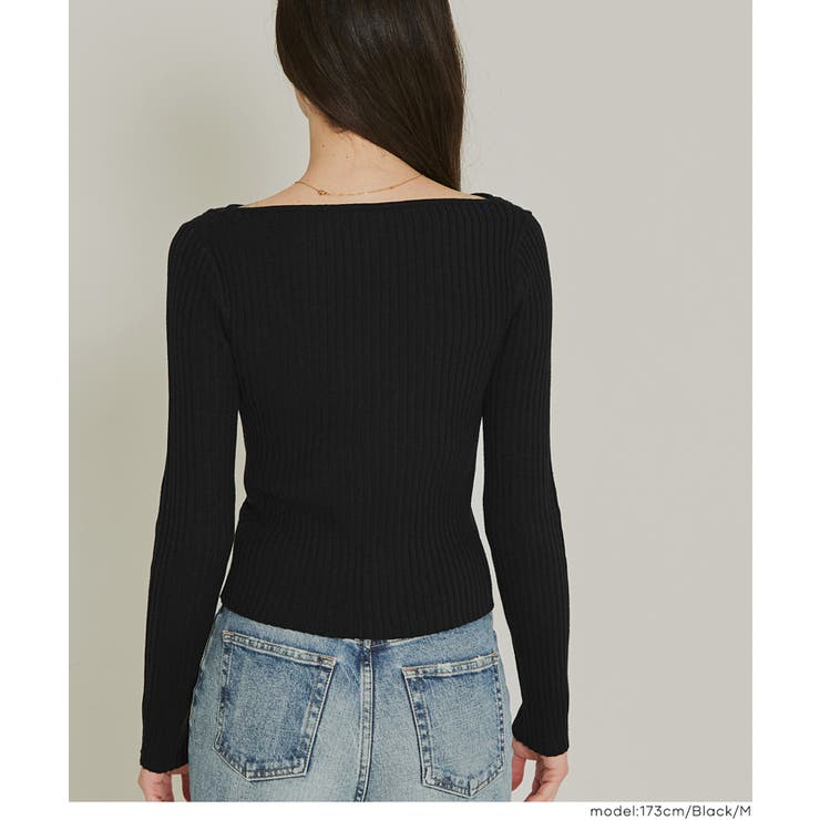 ボートネックリブニットトップス レディース | coca | 詳細画像9 