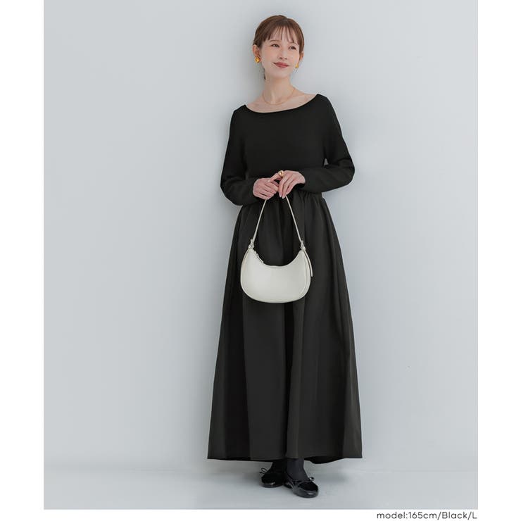 ［Black］ | ニットドッキングワンピース | coca