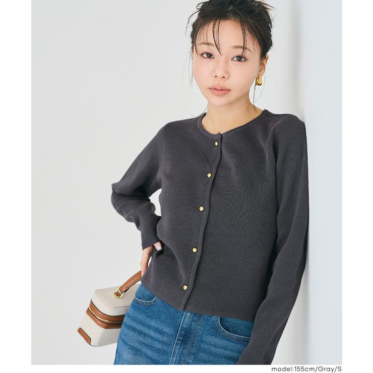 ［Gray］ | スプリングニット金ボタンカーディガン | coca