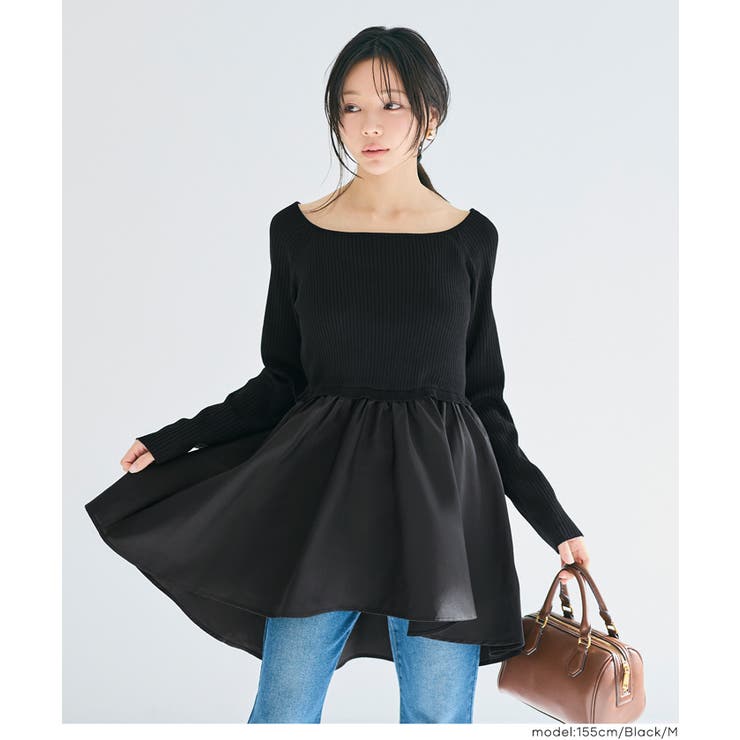 異素材切り替えニットトップス | coca | 詳細画像15 