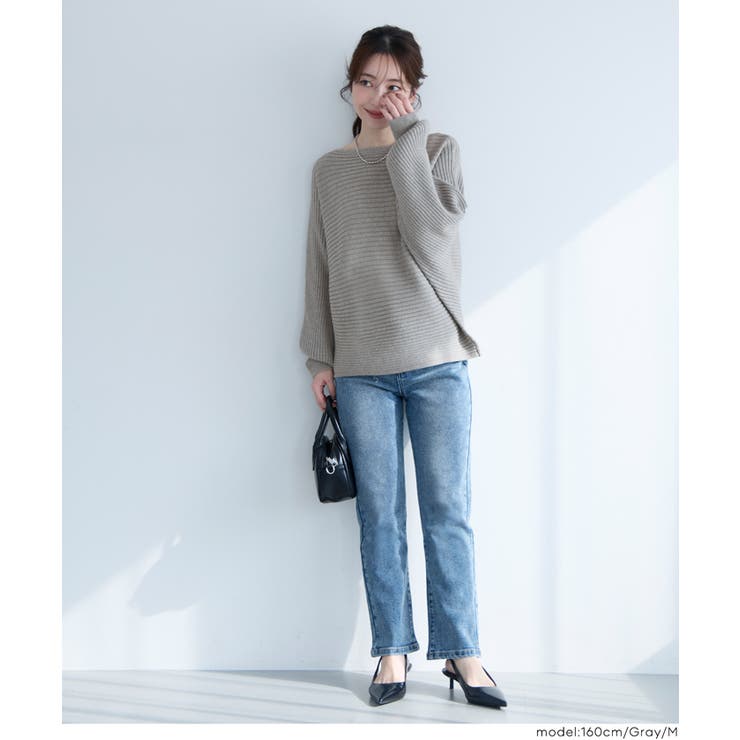 太リブボートネックドルマンニット | coca | 詳細画像15 