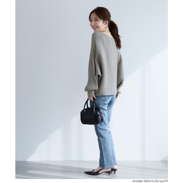 太リブボートネックドルマンニット | coca | 詳細画像17 