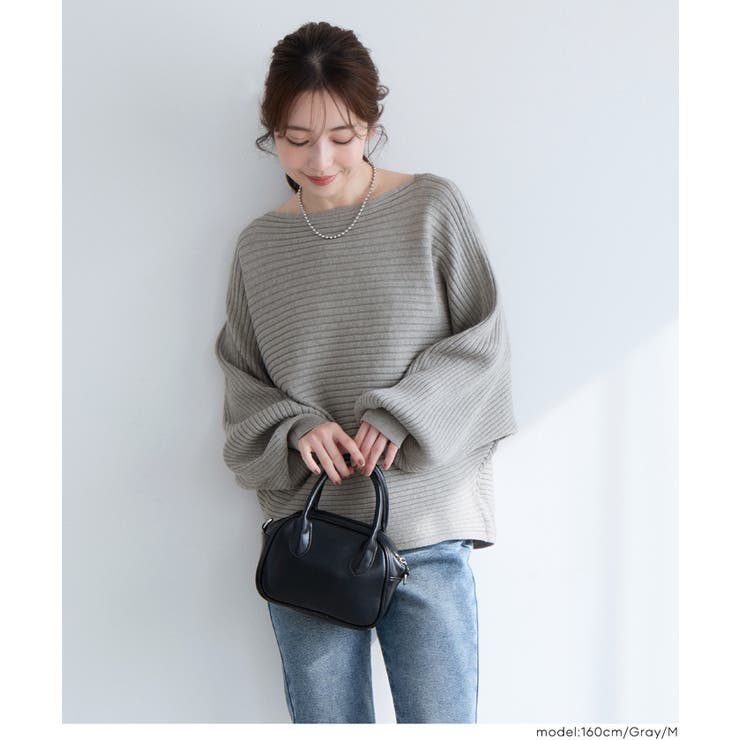 太リブボートネックドルマンニット | coca | 詳細画像19 