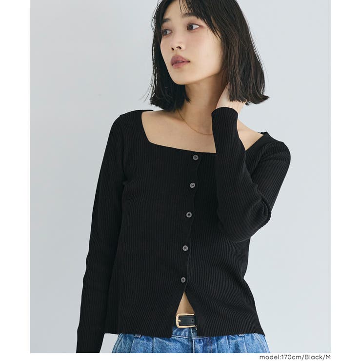 ［Black］ | スクエアニットボタントップス レディース | coca