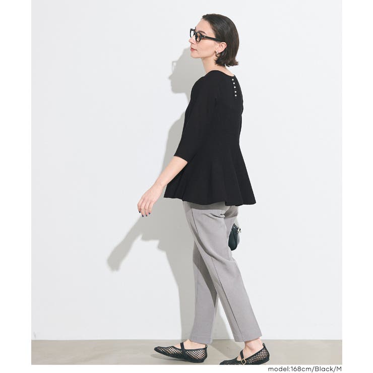 バックパールペプラムニットトップス | coca | 詳細画像16 