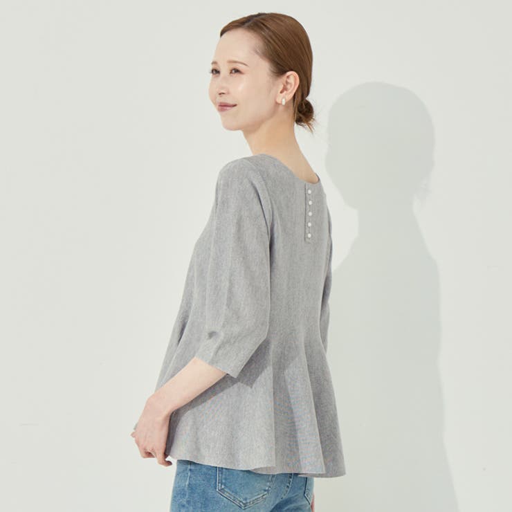 バックパールペプラムニットトップス | coca | 詳細画像1 