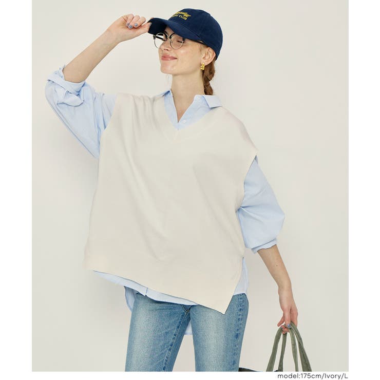 ［Ivory］ | ニットVネックベスト | coca