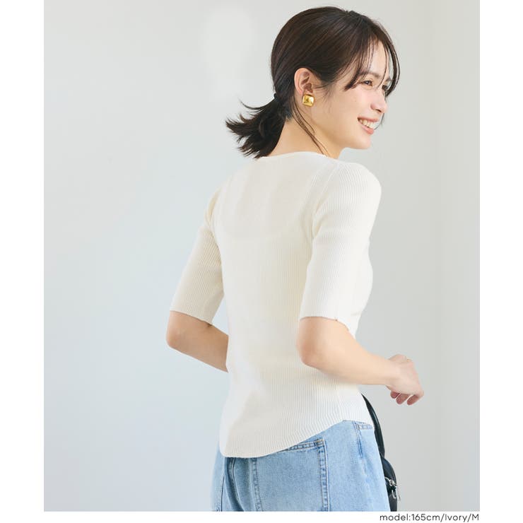 ラウンドヘムでこなれる、大人の五分丈ラウンドヘムニット | coca | 詳細画像11 