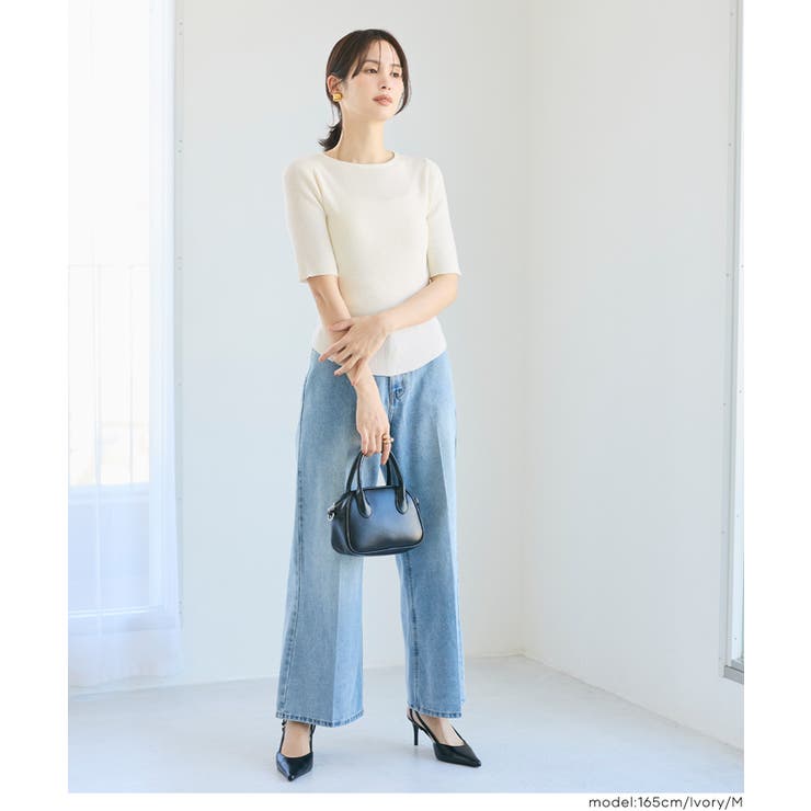 ラウンドヘムでこなれる、大人の五分丈ラウンドヘムニット | coca | 詳細画像12 