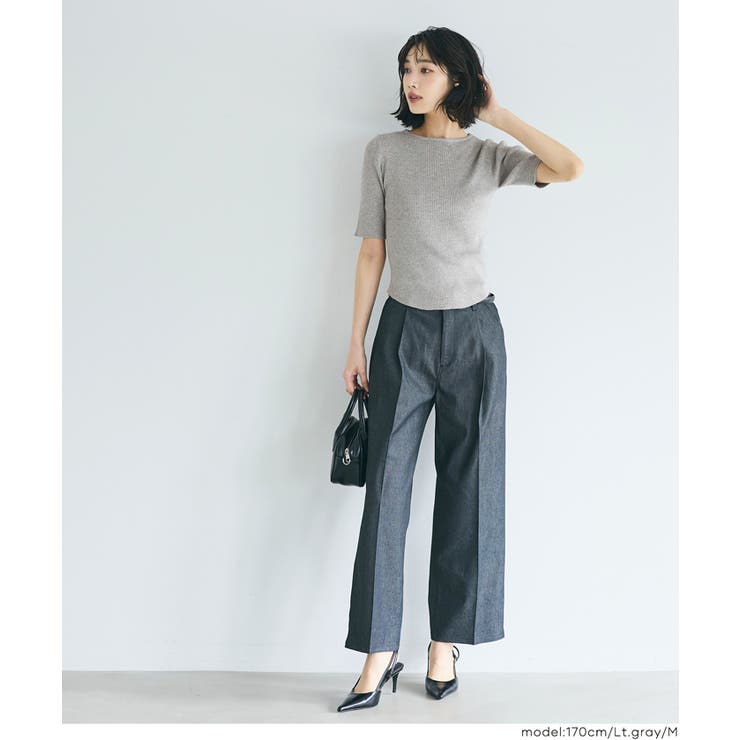 ラウンドヘムでこなれる、大人の五分丈ラウンドヘムニット | coca | 詳細画像13 