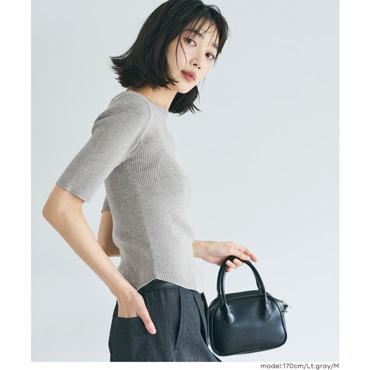 ラウンドヘムでこなれる、大人の五分丈ラウンドヘムニット | coca | 詳細画像14 