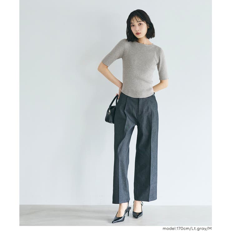 ラウンドヘムでこなれる、大人の五分丈ラウンドヘムニット | coca | 詳細画像16 