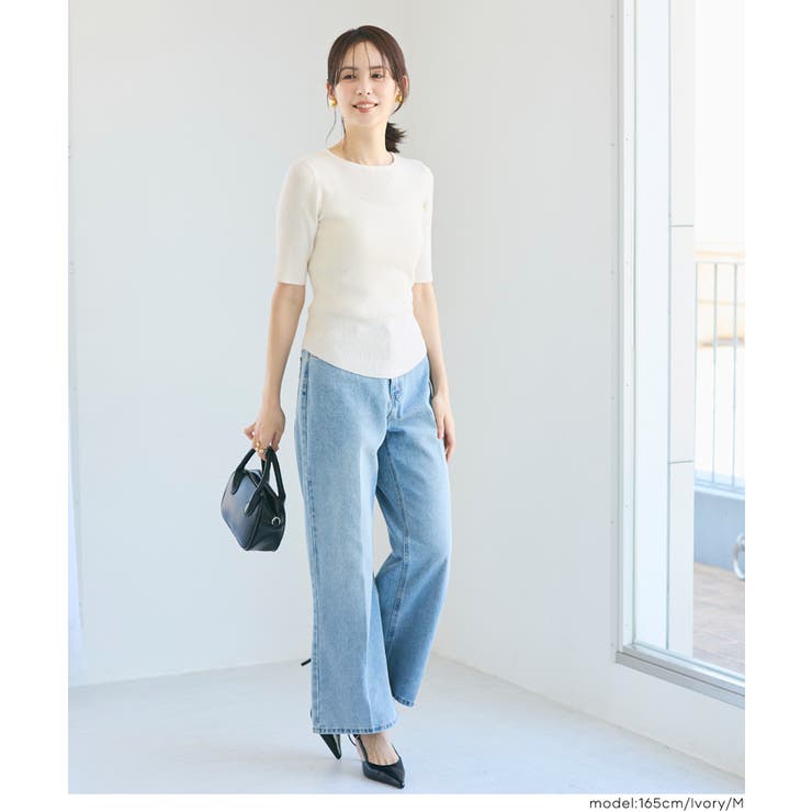 ラウンドヘムでこなれる、大人の五分丈ラウンドヘムニット | coca | 詳細画像7 