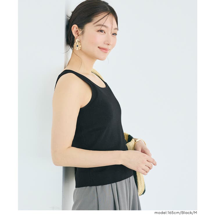 デコルテスッキリ、綺麗見え！スクエアネックニットタンクトップ | coca | 詳細画像15 