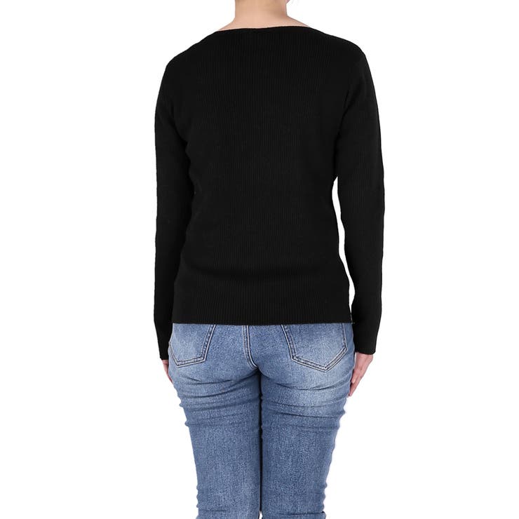 女性らしいシルエットで上品に魅せる、アンゴラタッチボートネックニットトップス | coca | 詳細画像8 