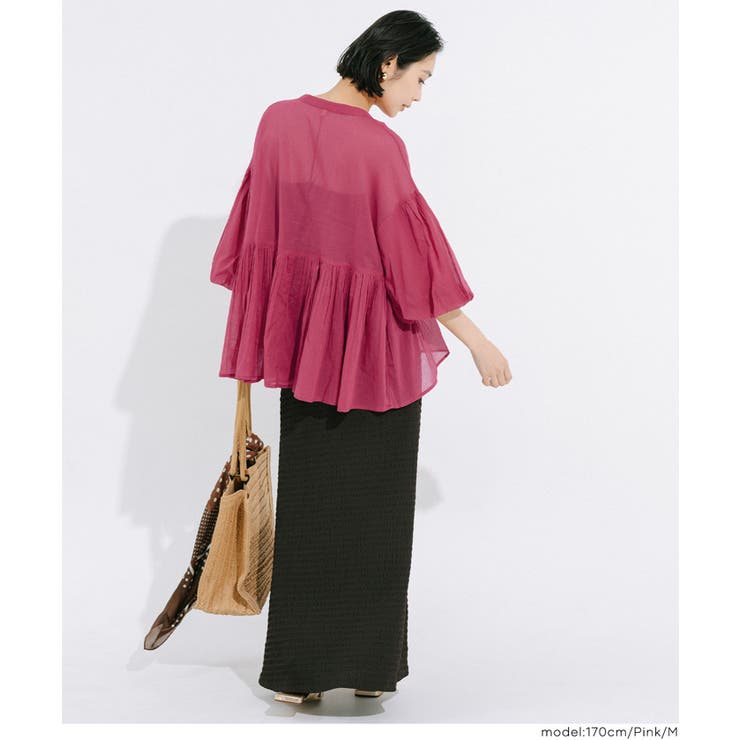 ふんわり透け感 袖ボリュームティアードブラウス ４色展開 | coca | 詳細画像11 