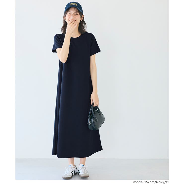 【速乾・イージーケア】エンボス加工半袖マキシワンピース | coca | 詳細画像15 